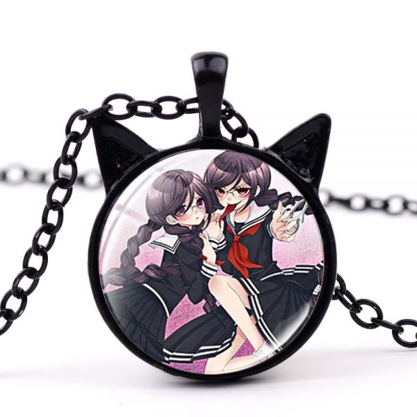 SONGDA Anime Game Dangan Ronpa Danganronpa Chain Necklace for Fans Oma Kokichi Figure Glass Cabochon Cat 3 - Danganronpa Merch